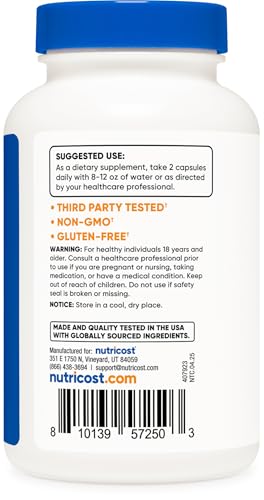 Nutricost Betaine Anhydrous Capsules - 1500mg - 750mg Per Cap - 120 Capsules - Gluten-Free & Non-GMO