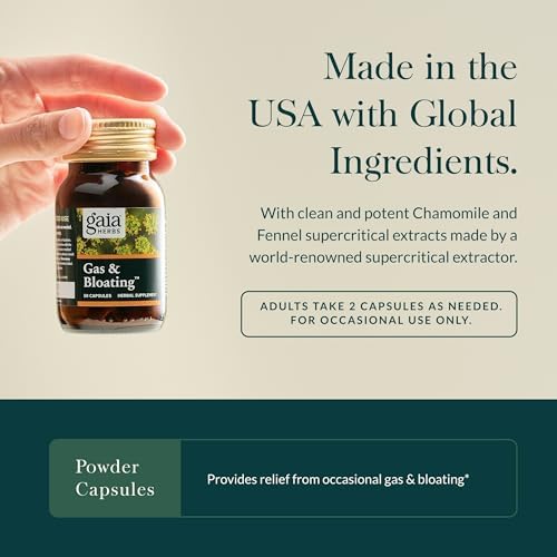 Gaia Herbs RapidRelief Gas & Bloating Relief Capsules (50 Capsules)