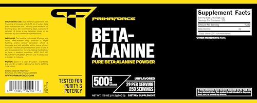 Primaforce Beta Alanine Powder 500g Unflavored - Endurance Boost Pre & Post Workout Supplement