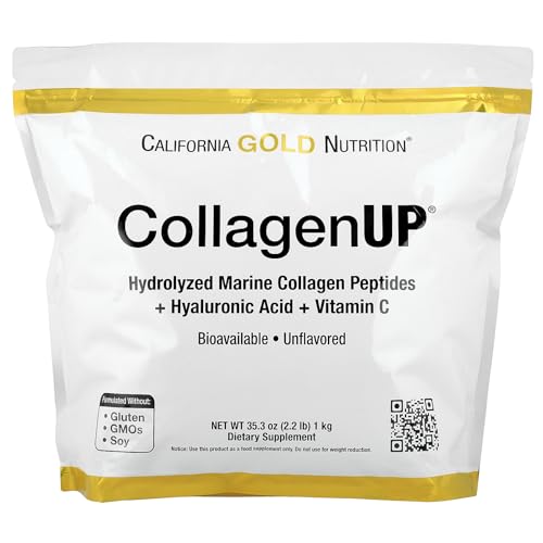 California Gold Nutrition CollagenUP® - Marine Collagen, HA & Vitamin C, Unflavored, 1 kg