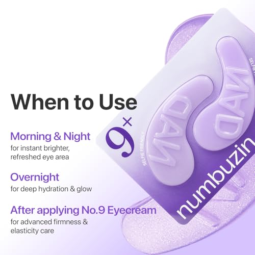 numbuzin No.9 Eye Patches – NAD+ Collagen Under Eye Patches for Dark Circles, Puffy Eyes, Wrinkles with Peptides, Caffeine & Niacinamide | 5 Pairs (10 Patches)