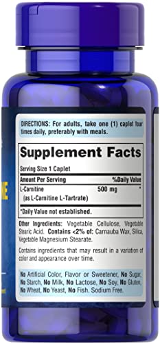 Puritan's Pride L-Carnitine 500mg Capsules - 60 Count for Muscle Recovery