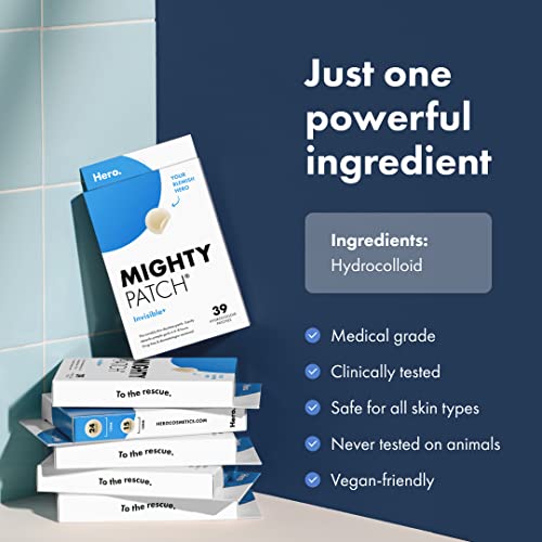 Mighty Patch Invisible Hydrocolloid Acne Pimple Patch - Ultra Thin Spot Treatment (39 Count)