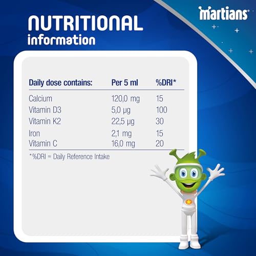 Martians BoneActive Calcium, Multivitamins & Minerals Syrup for Children 1+ Years | Tutti Frutti Flavour | 125ml