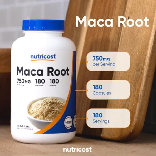 Nutricost Maca Root: 750mg, 180 Capsules - Boost Energy & Vitality