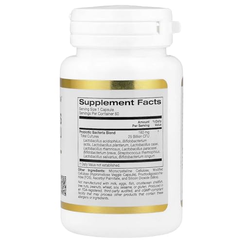 California Gold Nutrition Probiotics, 10 Strain Blend, 25 Billion CFU, 60 Veggie Capsules