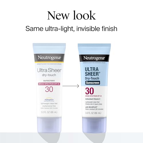 Neutrogena Ultra Sheer Dry-Touch Sunscreen Lotion SPF 30 - Oxybenzone-Free, Water Resistant, Non-Greasy, Travel Size (3 Fl Oz, Pack of 3)