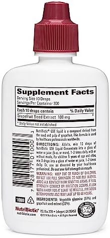 NutriBiotic, Vegan GSE, Grapefruit Seed Extract, Liquid Concentrate, 100 mg, 4 fl oz (118 ml)