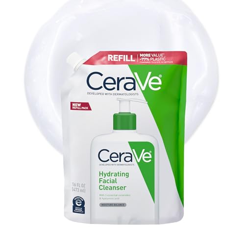 CeraVe Hydrating Facial Cleanser Refill, Dry Skin, Hyaluronic Acid + Ceramides + Glycerin (16 Ounce)