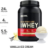 Optimum Nutrition Gold Standard 100% Whey Protein - 24g Protein, Vanilla Ice Cream, 2 lb