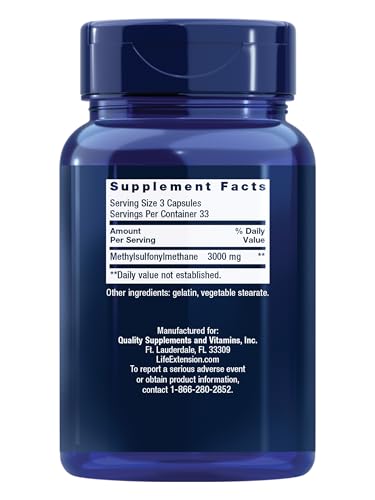 Life Extension MSM, 100 Capsules, 1000mg per Capsule for Joint Support