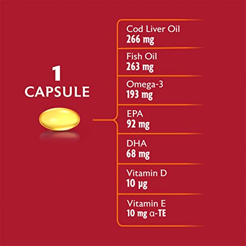 Seven Seas Cod Liver Oil One-A-Day Fish Oil with Vitamins A D & E, 60 Vegan Capsules