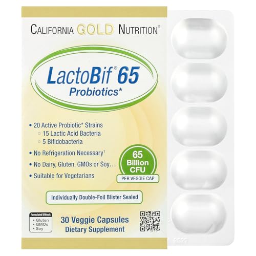 California Gold Nutrition LactoBif 65 Probiotics 65 Billion CFU 30 Veggie Capsules