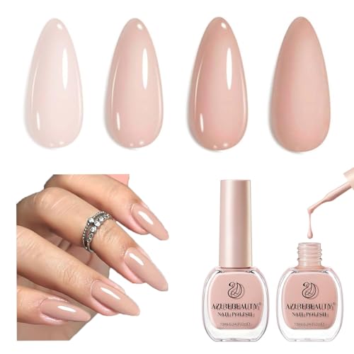 AZUREBEAUTY Nude Nail Polish Set - Light Brown Quick Dry Lacquer (2 PCS)