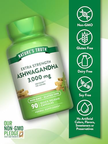 Nature's Truth 3000mg Ashwagandha Extract - Extra Strength 90 Count Supplement