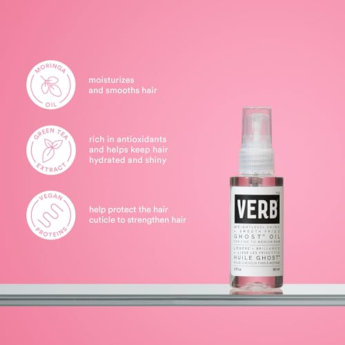 Verb Ghost Oil – Vegan Weightless Hair Oil – Lightweight Hair Oil – Revitalizing Hair Treatment Oil Nourishes and Promotes Shiny Hair – Paraben Free, Sulfate Free Smoothing Oil, 2 fl oz