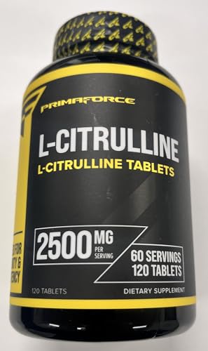 Primaforce L-Citrulline 2500mg Tablets - Nitric Oxide Booster, 120 Count, 60 Servings