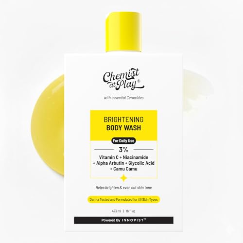 Chemist at Play Brightening Body Wash - Glowing Skin Vitamin C Bodywash - Alpha Arbutin & 30X Vitamin C with Camu Camu - For Women & Men