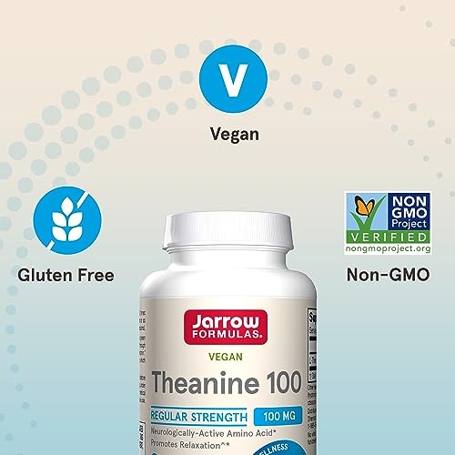 Jarrow Formulas L-Theanine 100mg - 60 Veggie Caps - Calm & Focus Support