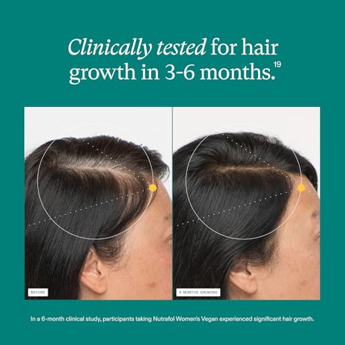 Nutrafol Women's Vegan Hair Growth Supplements – Plant-Based Formula for Ages 18-44, Clinically Tested for Thicker, Stronger Hair, Dermatologist Recommended – 2 Month Supply (2 Refill Pouches)