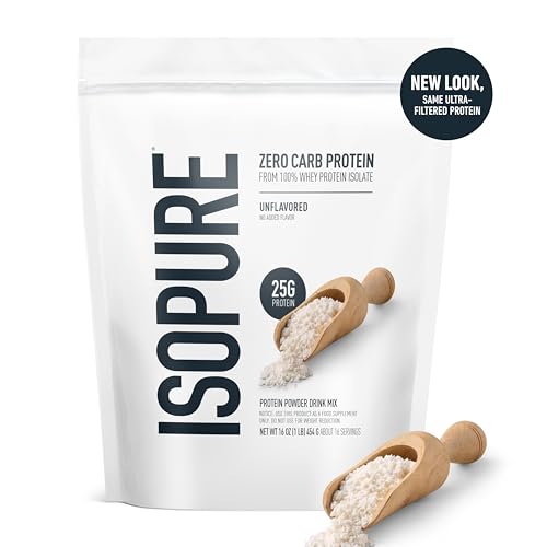 Nature's Best IsoPure Whey Protein Isolate Unflavored - 1lb (454g) - Zero Carbs, Zero Sugar, Fast Digesting Protein Supplement