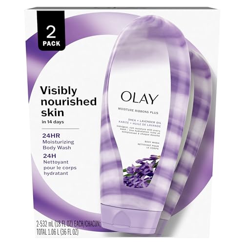 Olay Moisture Ribbons Plus Shea + Lavender Oil Body Wash - 18 oz (Pack of 2)