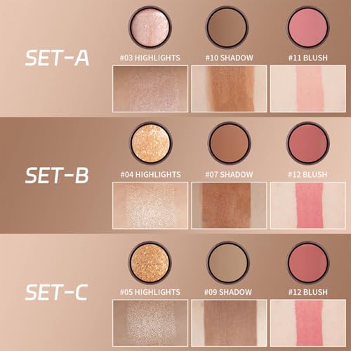 3-in-1 Contouring Stick Set: Blush, Bronzer, & Highlighter