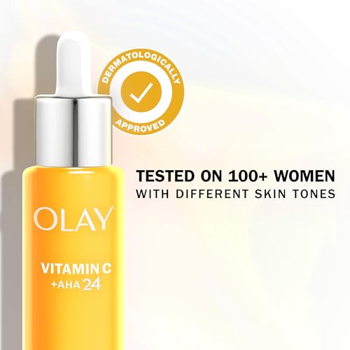 Olay Vitamin C Serum for Face with AHA and Niacinamide 99% Purity – Brightening Skin Care, Anti-Dark Spot Action, Evens & Hydrates, Non-Greasy, Non-Sticky 40ml