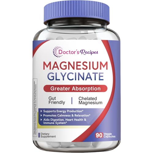 Doctor's Recipes Magnesium Glycinate 500mg for Men & Women - 90 Capsules