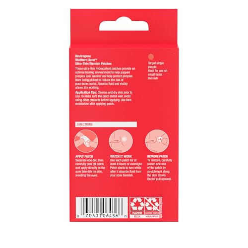 Neutrogena Stubborn Acne Pimple Patches - Ultra-Thin Hydrocolloid Spot Stickers for Optimal Healing (24 Patches)