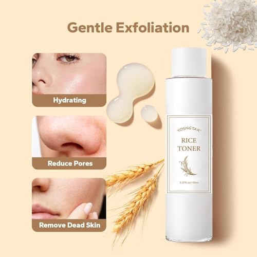 150ml Vegan Rice Toner - K-Beauty Hydrating Toner with Brown Rice Extract for All Skin Types