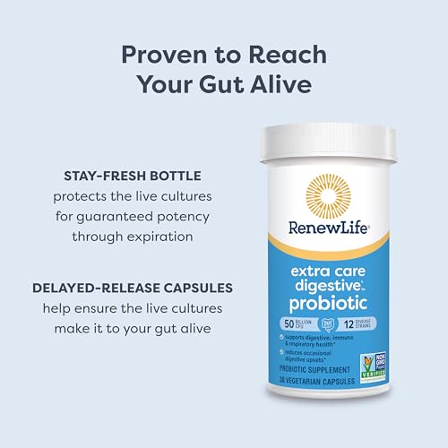 Renew Life Extra Care Ultimate Flora Probiotic - 50 Billion Live Cultures - 30 Capsules