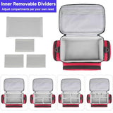 Premium Medical Bag with Detachable Divider - First Aid Nurse Tote for Home Healthcare, Students & Professionals - Red