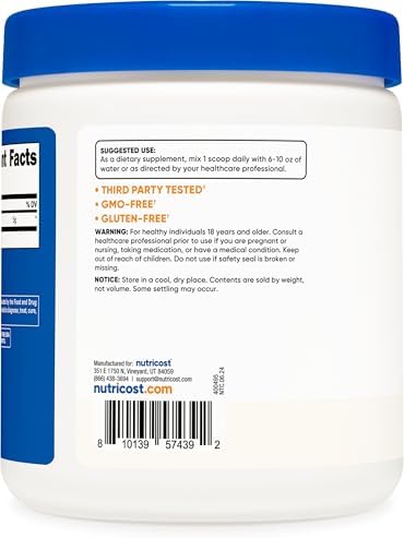 Nutricost L-Arginine Powder: 250g (50 Servings)