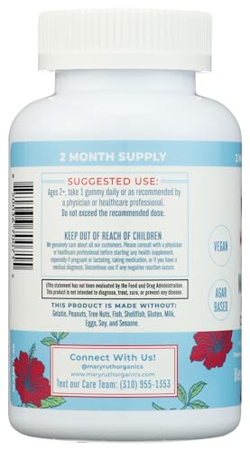 MaryRuth Organics Kids Magnesium Citrate Gummies - Sugar-Free, Vegan, 60 Count (2 Month Supply)