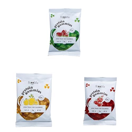 FreeLife Protein Gummies 3-Flavor Variety Pack - Pineapple, Watermelon, Strawberry - 32g Each