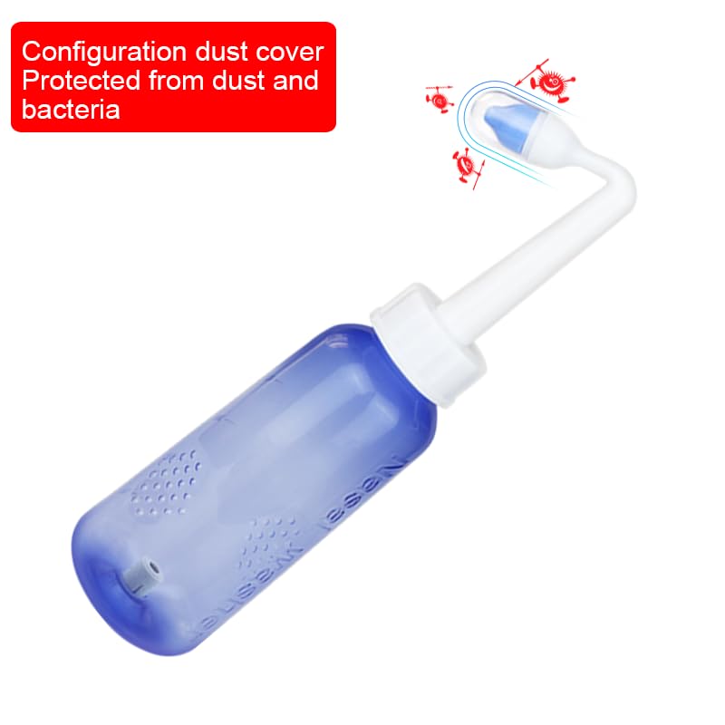 Nasal Irrigation System with 300ml Sinus Rinse Bottle & 20 Salt Packets - BPA-Free for Adults & Kids