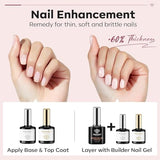 Modelones Builder Nail Gel Kit 5-Piece Set with Base Coat, Top Coat & Nail Strengthening Gel