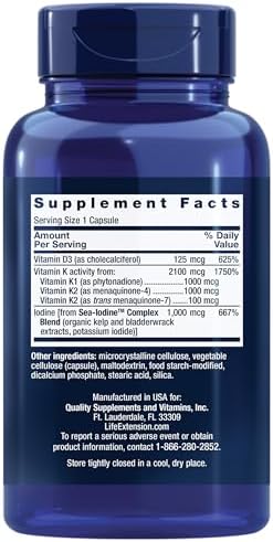 Life Extension, Vitamins D and K with Sea-Iodine, 60 Capsules