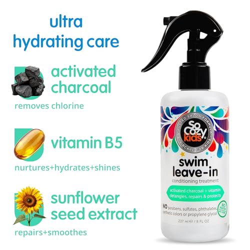 SO COZY Swim Leave-In Treatment & Conditioner with Activated Charcoal - Pool, Saltwater & Sun Protection - 8 oz