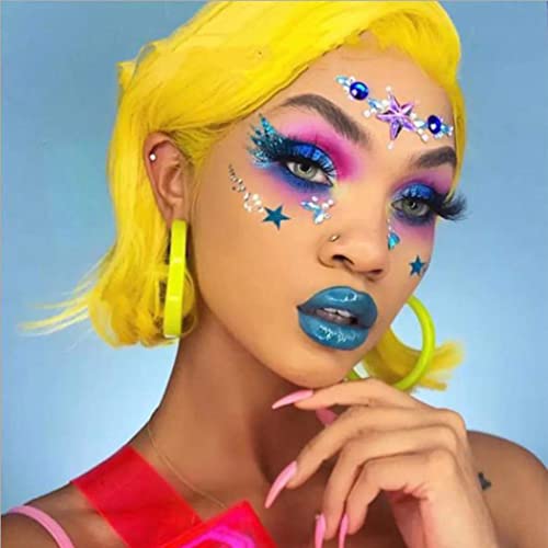 KASTWAVE Crystal Star Face Glitter Stickers - Festival Mermaid Body Jewels for Rave Parties