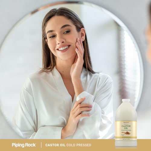 Piping Rock Premium Castor Oil - 64 Fl Oz Cold-Pressed Hexane-Free for Hair & Skin