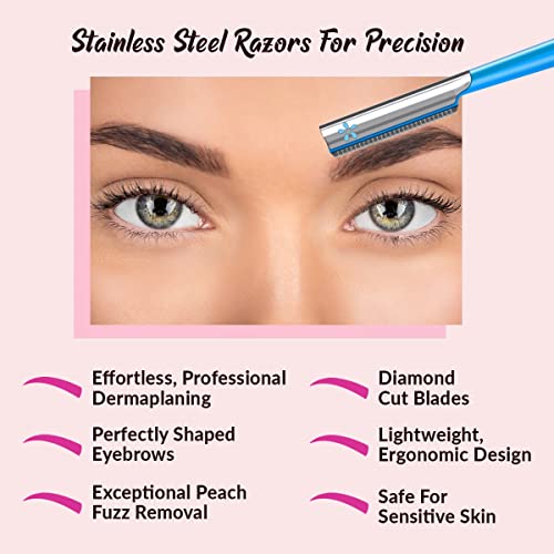 Vertex Facial Razor Hair Removal - Dermaplaning Tool Peach Fuzz Remover for Women (Blue)