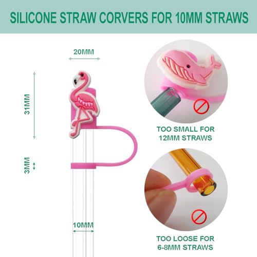 Flamingo Pink Stork Straw Covers for Stanley Cup - 2 Pcs Silicone