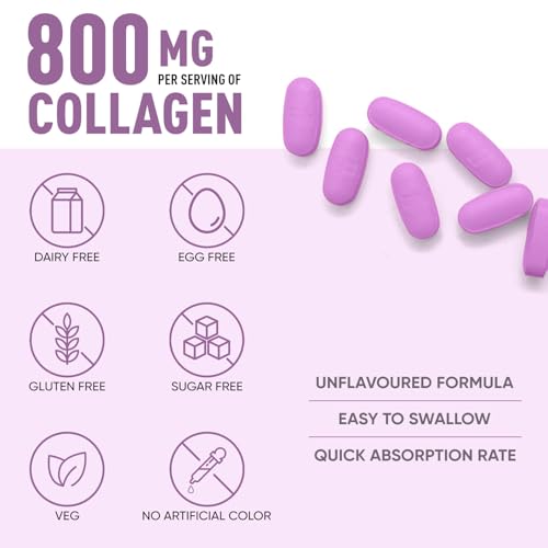 Herbal Max Collagen 800mg Tablets for Skin, Hair, Joints & Nails, 60 Count