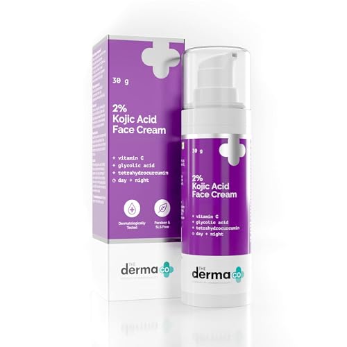 The Derma Co Kojic Acid Face Cream with Vitamin C & Glycolic Acid - Dark Spot Remover for Hyperpigmentation & Uneven Skin Tone - 30g