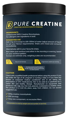 BASIX Pure Creatine Monohydrate Unflavored - 500g for Muscle & Performance