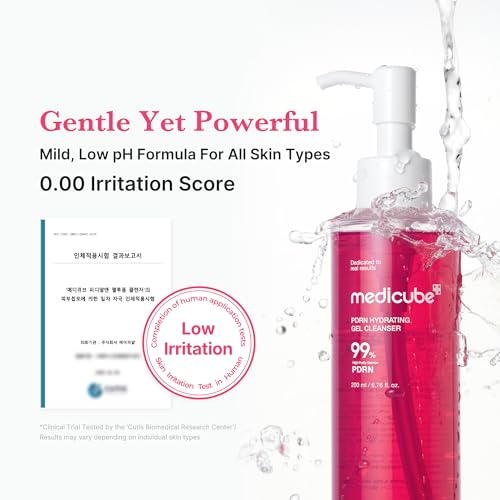 Medicube PDRN Pink Gel to Foam Cleanser - Hypoallergenic Morning Face Wash for Dry Skin