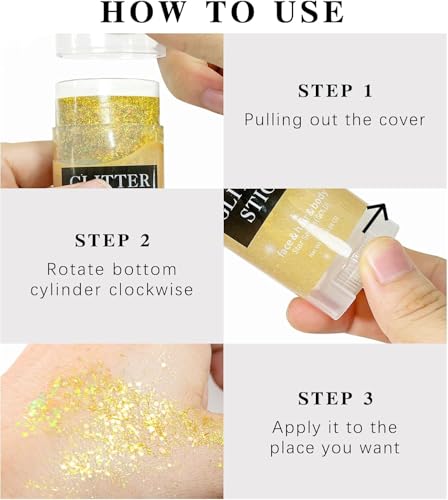 Gold Holographic Body & Face Glitter Gel Stick - Festival & Rave Makeup