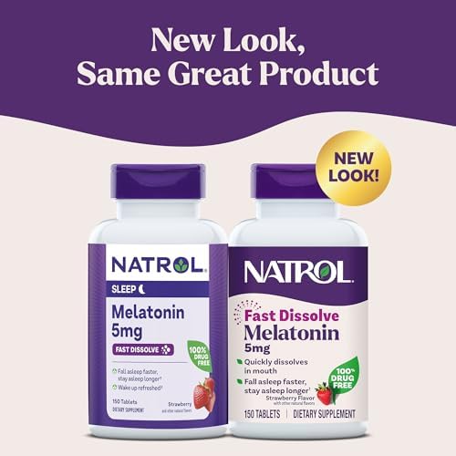 Natrol Melatonin Fast Dissolve, Extra Strength, Strawberry, 5 mg, 150 Tablets